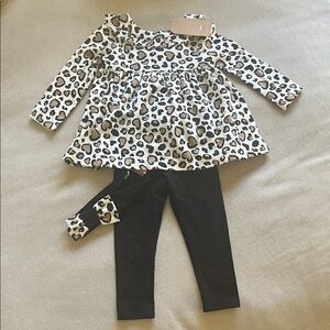 Savannah 3 pc Leopard Print Baby Outfit Set, Sz 12 months NWT